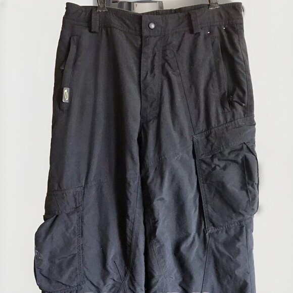 Obermeyer Alt 3 Juniors Unisex Black Cargo Snow Pants Size 12 Adjustable Waist - Picture 2 of 9